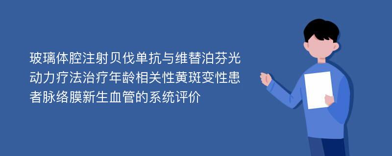 玻璃体腔注射贝伐单抗与维替泊芬光动力疗法治疗年龄相关性黄斑变性患者脉络膜新生血管的系统评价