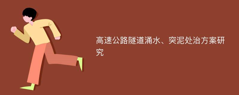 高速公路隧道涌水、突泥处治方案研究