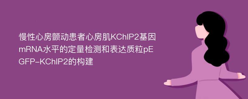 慢性心房颤动患者心房肌KChIP2基因mRNA水平的定量检测和表达质粒pEGFP-KChIP2的构建