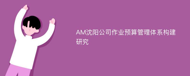 AM沈阳公司作业预算管理体系构建研究