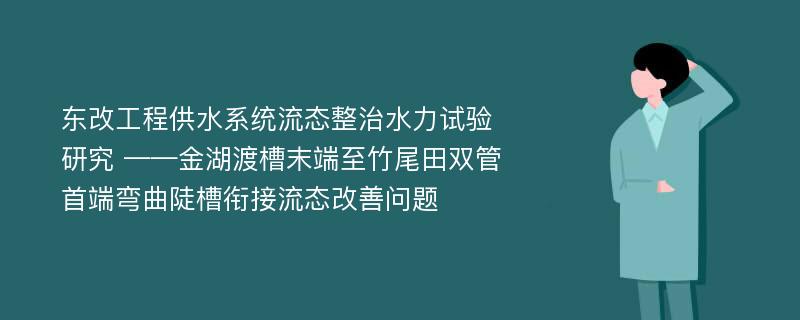 东改工程供水系统流态整治水力试验研究 ——金湖渡槽末端至竹尾田双管首端弯曲陡槽衔接流态改善问题